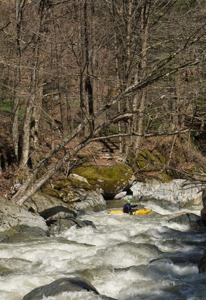 Cully Thomas runs Backyard Boating rapid on Ridley Brook Vermont Whitewater Kayaking