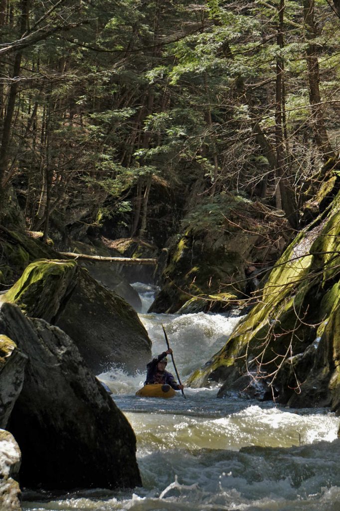 Cully Thomas runs a rapid on Ridley Brook Vermont Whitewater Kayaking