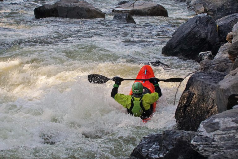 Culley Thomas runs Oh By The Way Rapid on the New Haven River Bristol Vermont Whitewater Kayaking