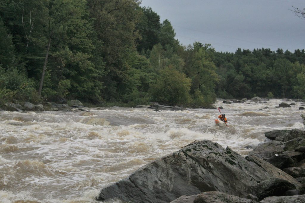 Ben Schott runs a rapid on the Missisquoi River Vermont Whitewater Kayaking