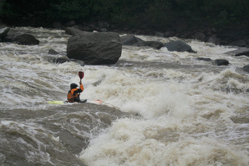 Ben Schott runs Tetanus Schott rapid on the Missisquoi River Vermont Whitewater Kayaking