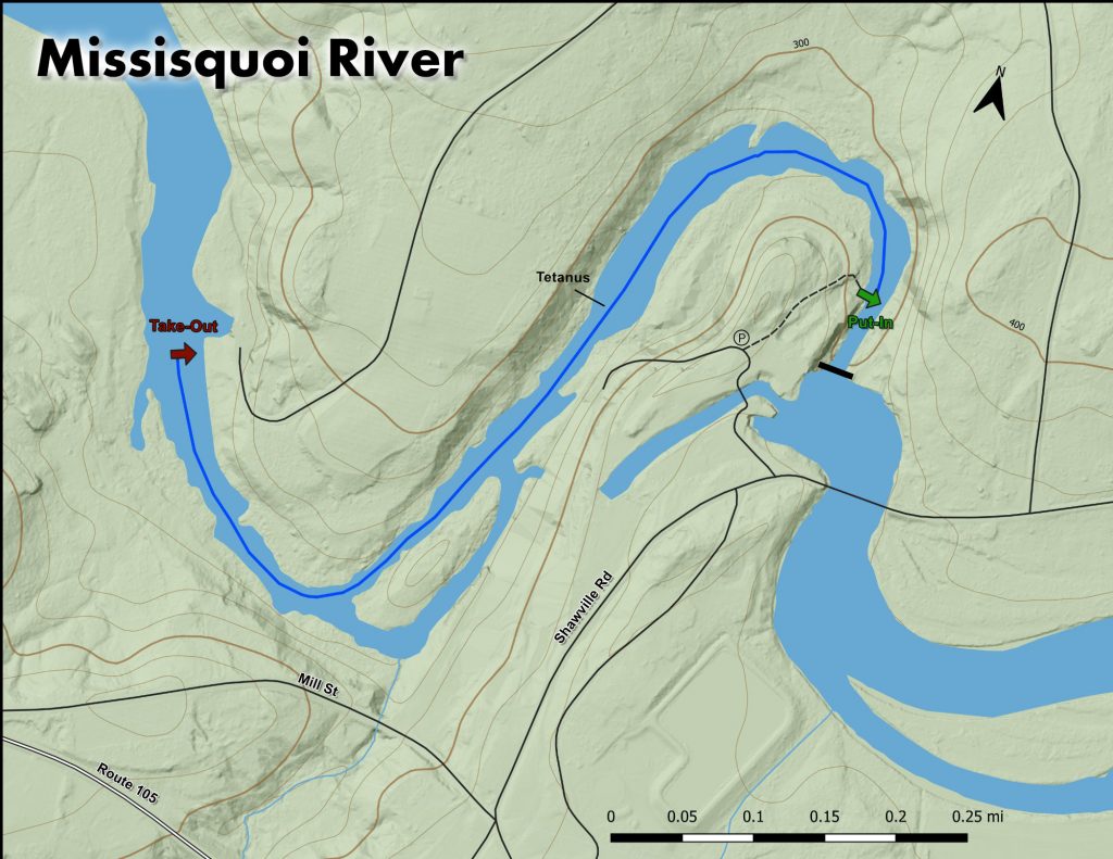 Map of the rapids of Sheldon Springs section of the Missisquoi River Vermont Whitewater Kayaking