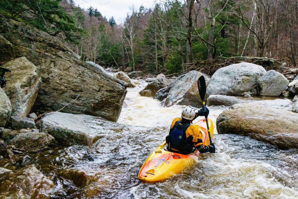 Justin Crannell Runs Cave Drop on the Big Branch of Otter Creek Vermont Whitewater Kayaking - photo by Nick Gottlieb