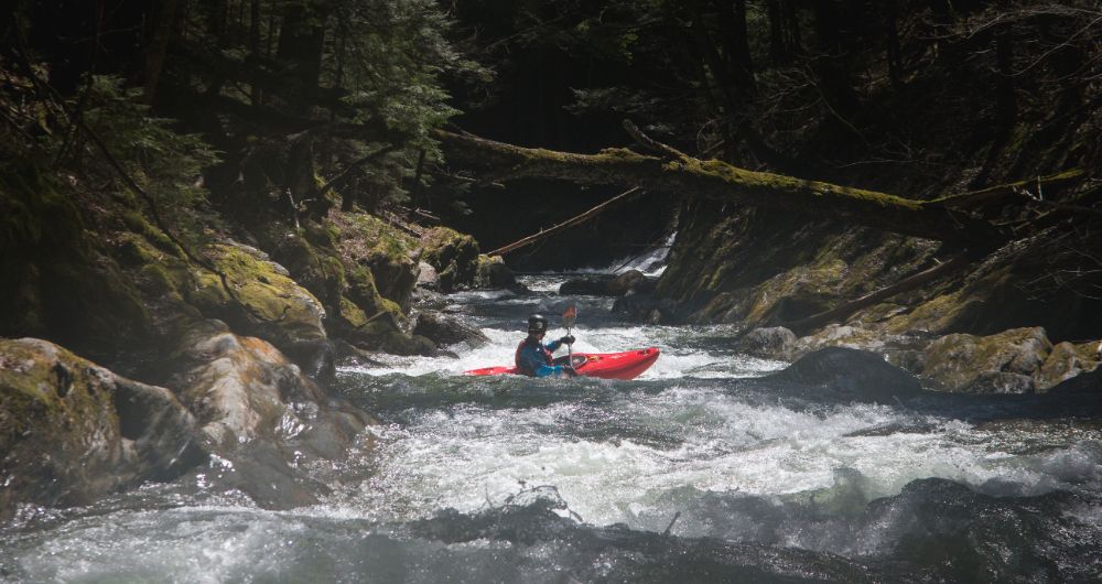 Max R on Patterson Brook Spring 2021 Vermont Whitewater Kayaking