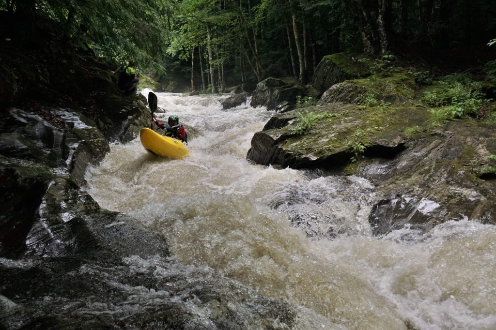 Culley Thomas runs the first class V on the Upper Mad River, Vermont Whitewater Kayaking