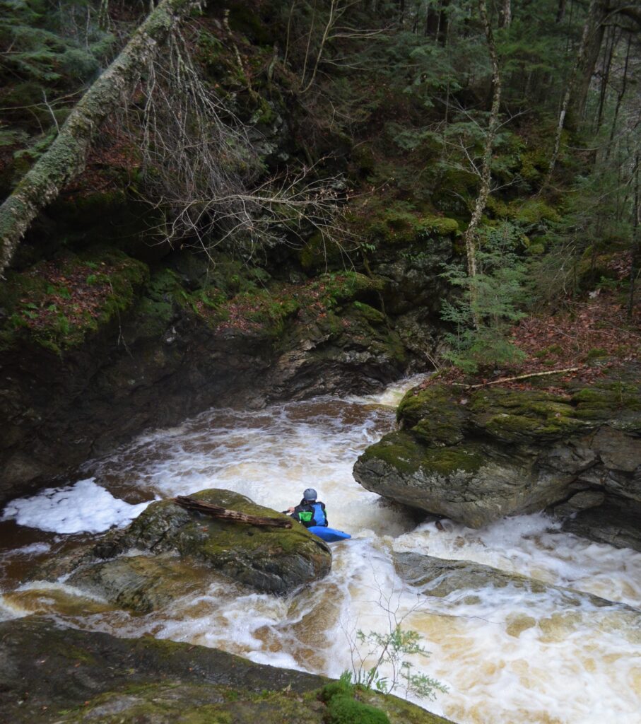 Noah Greenstein runs a rapid on Joiner Brook Bolton Vermont Whitewater Kayaking