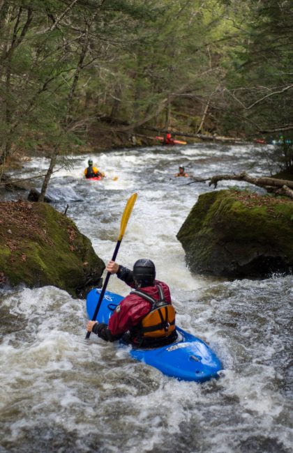 Scott Gilbert lines up on Double Squeeze rapid Green River Vermont Whitewater Kayaking